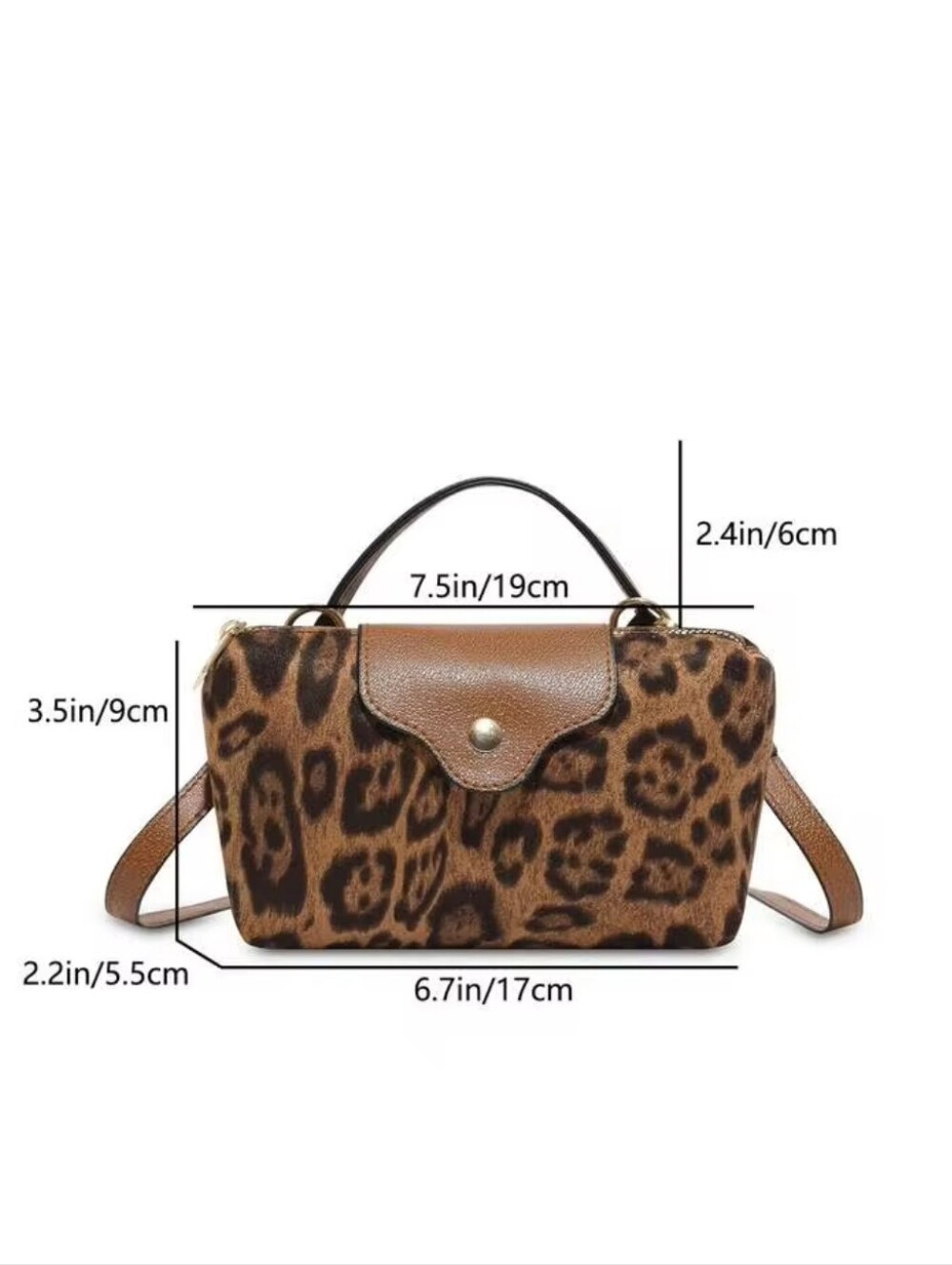 Brown Leopard Print Top-Handle Mini Crossbody Bag - Picture 16 of 16